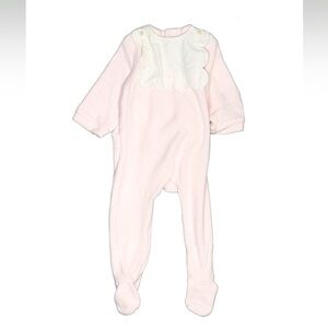 JACADI fleece pink footie onesie with scalloped detail 6M